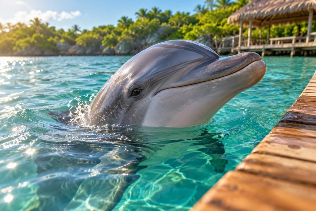 Dolphin Encounter and Dunn’s River Falls Experience from Negril — editorial illustration